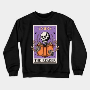 The Reader Tarot Card Skeleton Reading Book Bookish Crewneck Sweatshirt